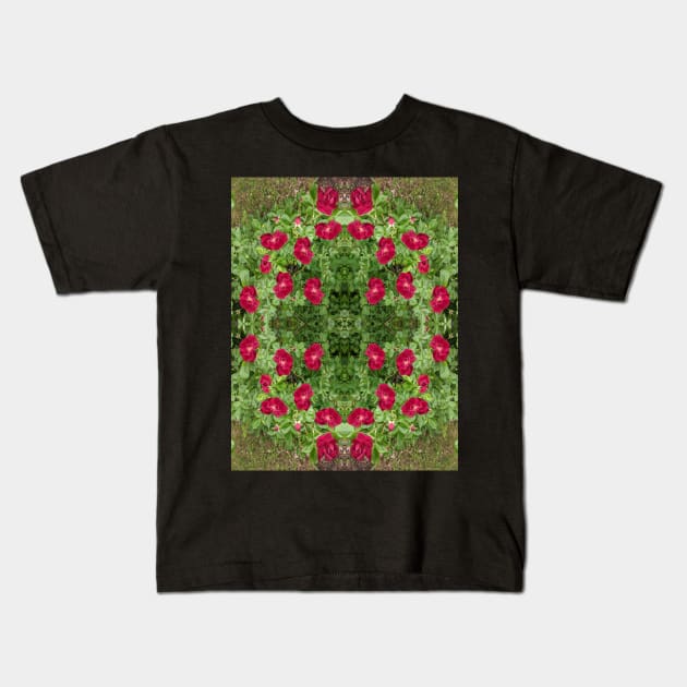 Red Flowers Kids T-Shirt by NightserFineArts